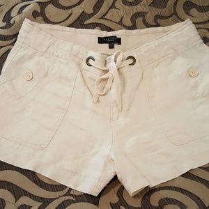 Tan linen drawstring shorts